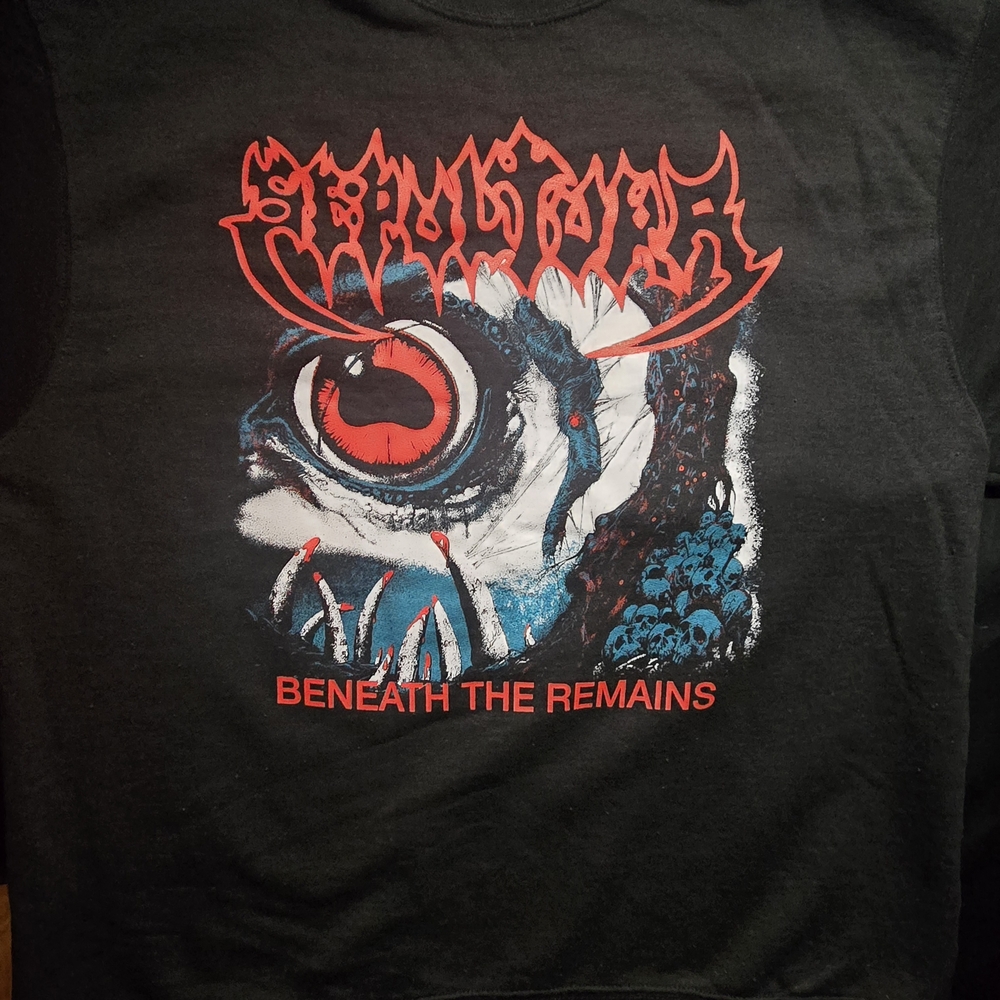 Champion Black Crewneck Sweater with Red and Blue Graphic